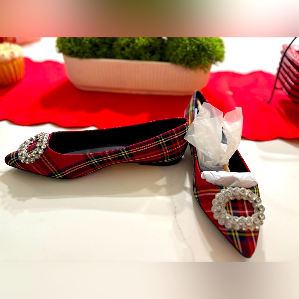 Plaid Shoes with rhinestones